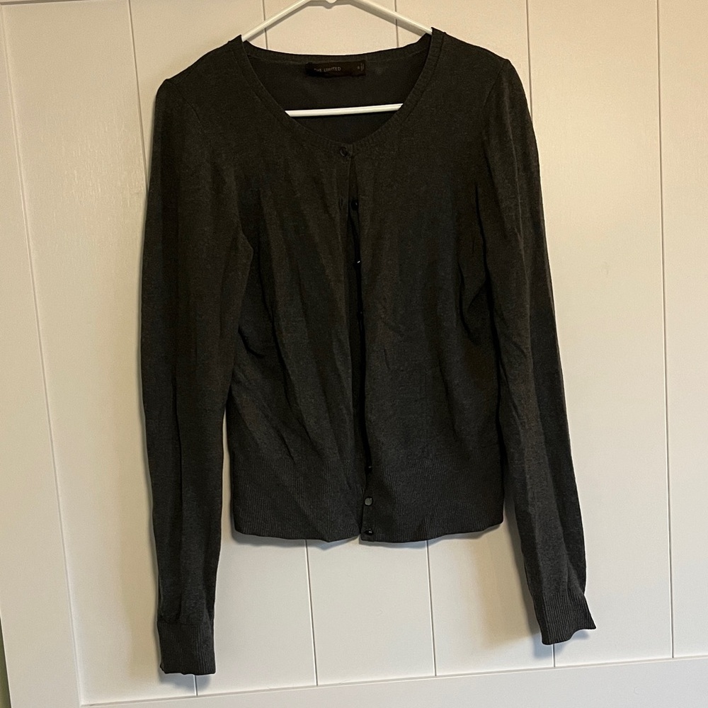 The Limited Dark Gray Button-Up Cardigan